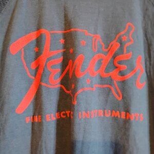Men's Blue Vintage XL Long Sleeve Fender Instruments T-Shirt Guitar Lucky Brand